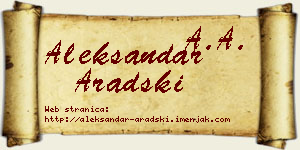 Aleksandar Aradski vizit kartica